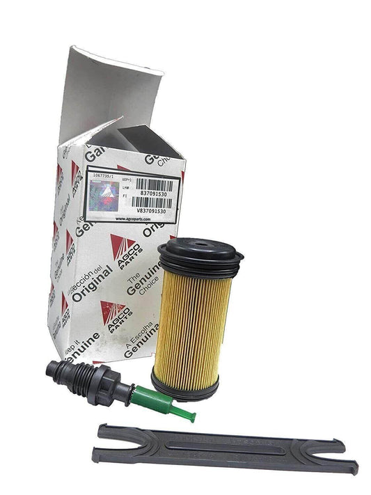 DEF filter kit for Massey Ferguson, Challenger, Fendt tractors with filter, tool, and box