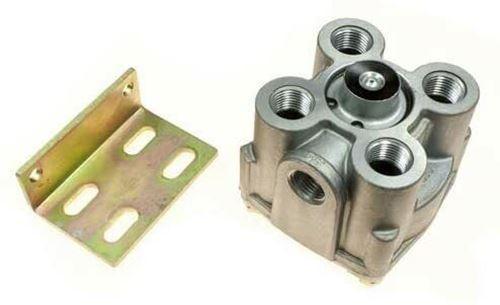 R-12 air brake relay valve with metal mounting bracket, heavy-duty truck part