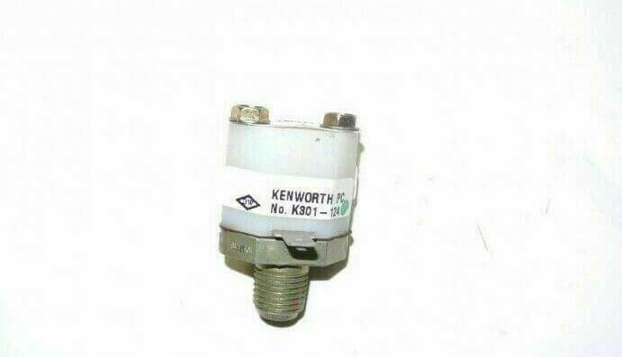 Kenworth K301-124 pressure indicator sensor for truck parts, close-up on white background