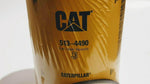 CAT 513-4490 yellow fuel water separator filter with Caterpillar logo, close-up view