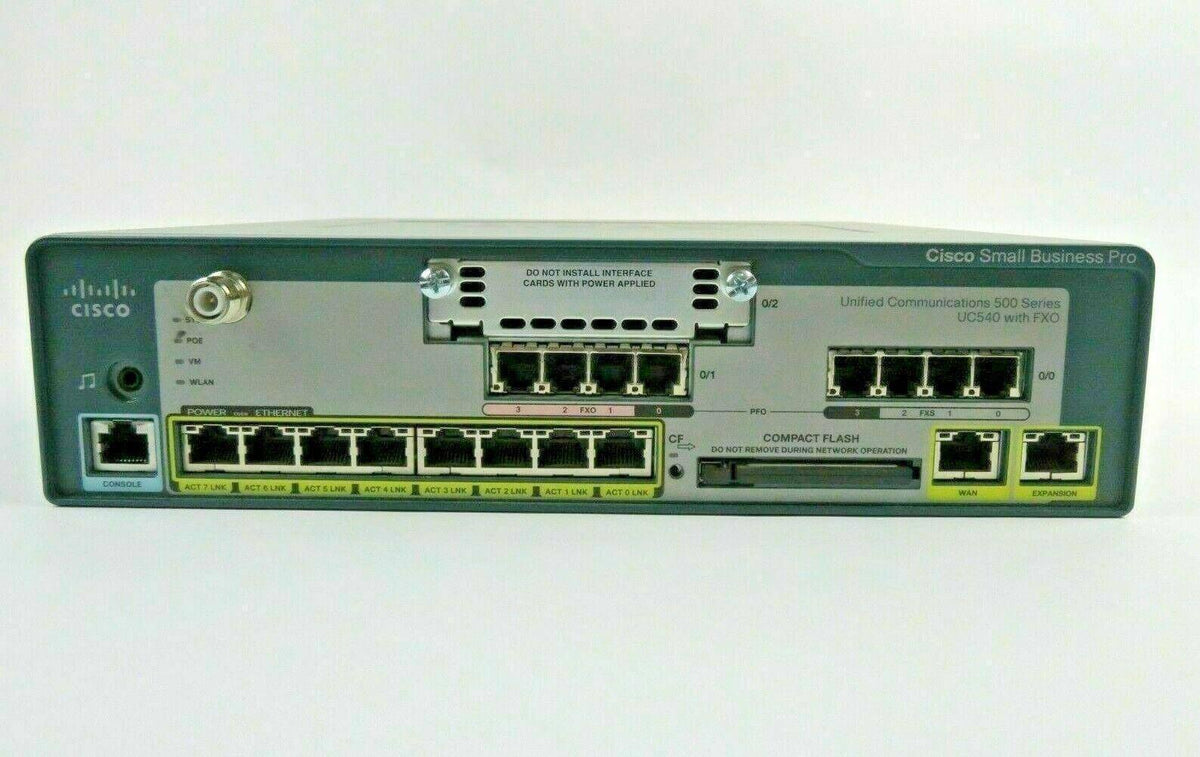 Cisco UC520-16 Unified Communications 500 Series office phone system with multiple Ethernet ports and expansion slots