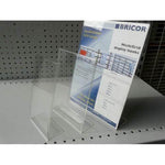 Clear 2mm acrylic A5 single-sided card holders in portrait orientation on display stand