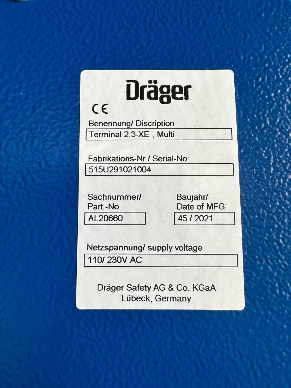 Dräger rental robot Control Draeger Terminal 2.3-XE Multi Barcode Panel 110/230v - Australian Empire Shop