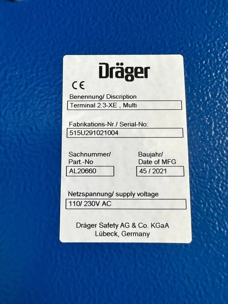 Dräger rental robot Control Draeger Terminal 2.3-XE Multi Barcode Panel 110/230v - Australian Empire Shop