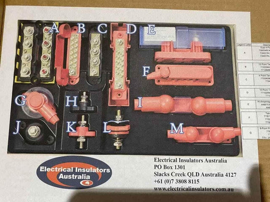 Electrical insulators kit with terminal busbars, thru panel posts and power posts visible.