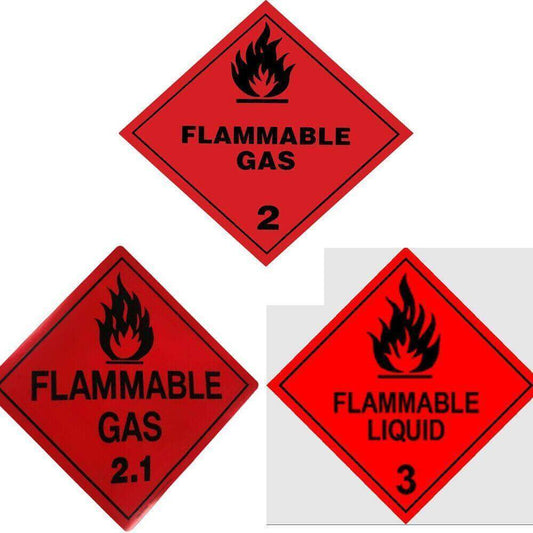 Flammable Gas 2 OR 2.1 Flammable LIQUID 3 Dangerous Goods 240mm X 240mm Label - Australian Empire Shop
