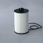 Pleated cylindrical fuel filter for International truck on grey background