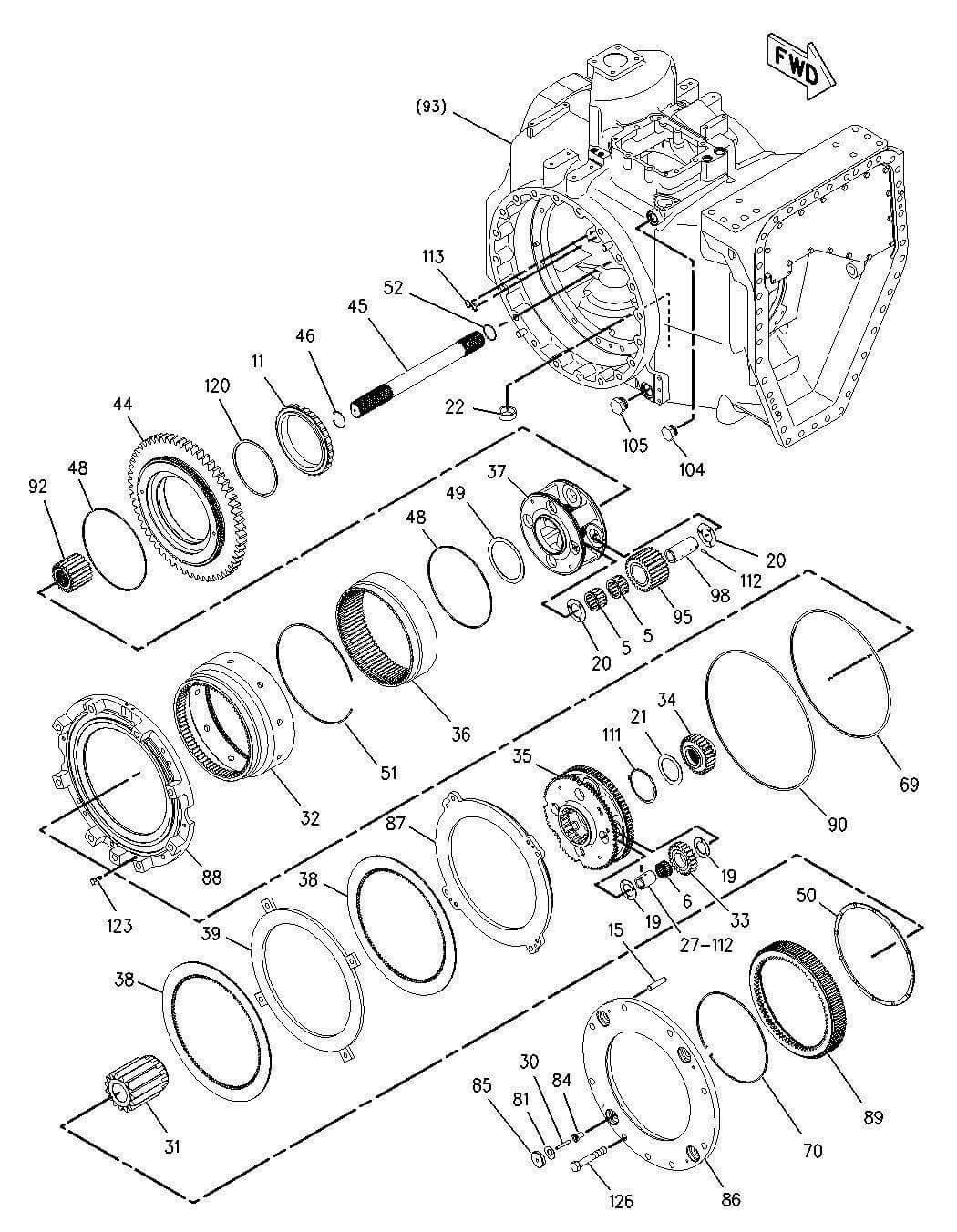 Exploded view diagram of CAT 221-5334 reaction axle plate tractor part with labeled components