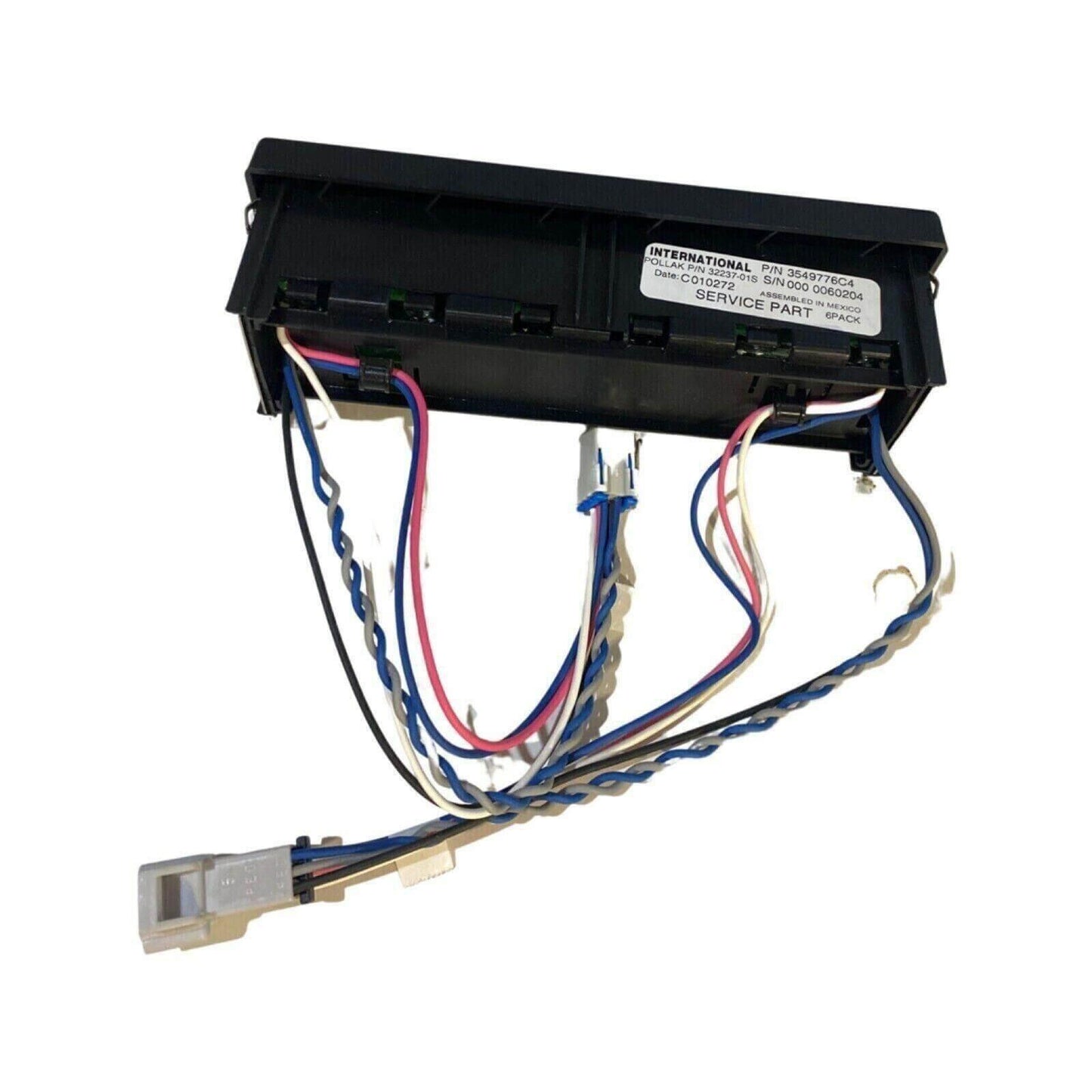 OEM International truck six-pack switch housing with wiring harness, black plastic