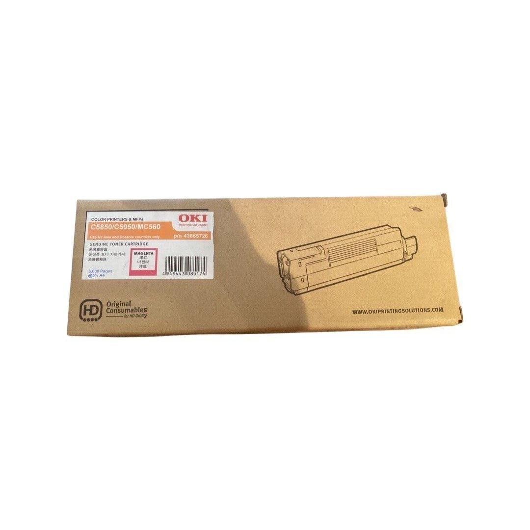 Magenta toner cartridge for OKI C5850 C5950 MC560 printers in original packaging