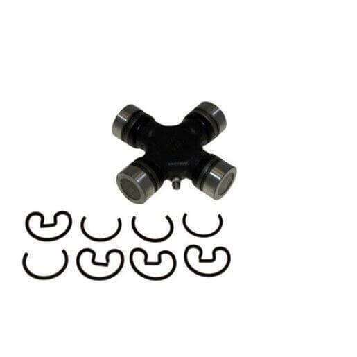 Universal joint bearing with retaining clips for tractors or trucks on white background