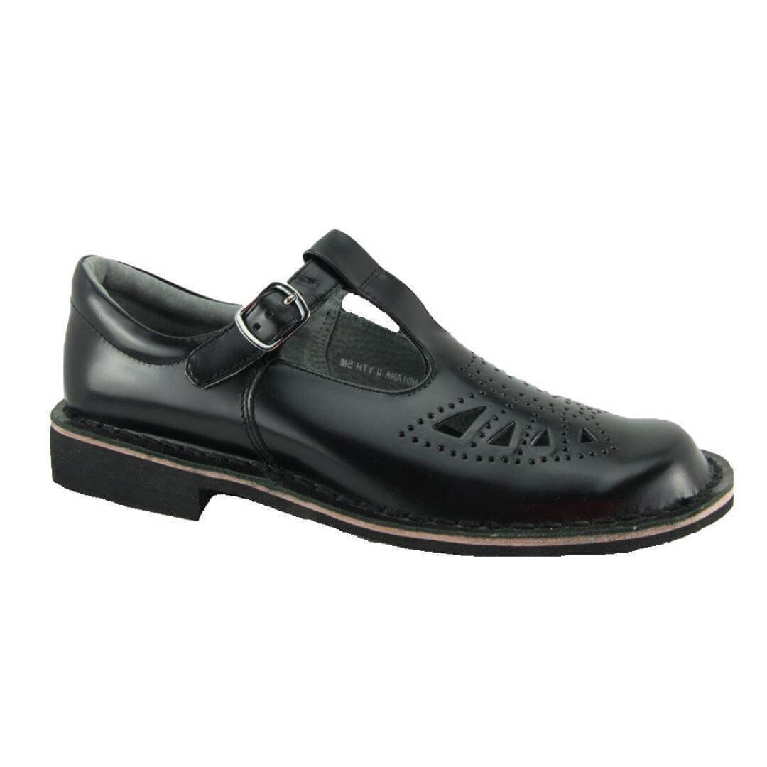 Harrison INDIANA II YTH youth Black Girls T-Bar School Leather School Shoes KIDS - Australian Empire Shop