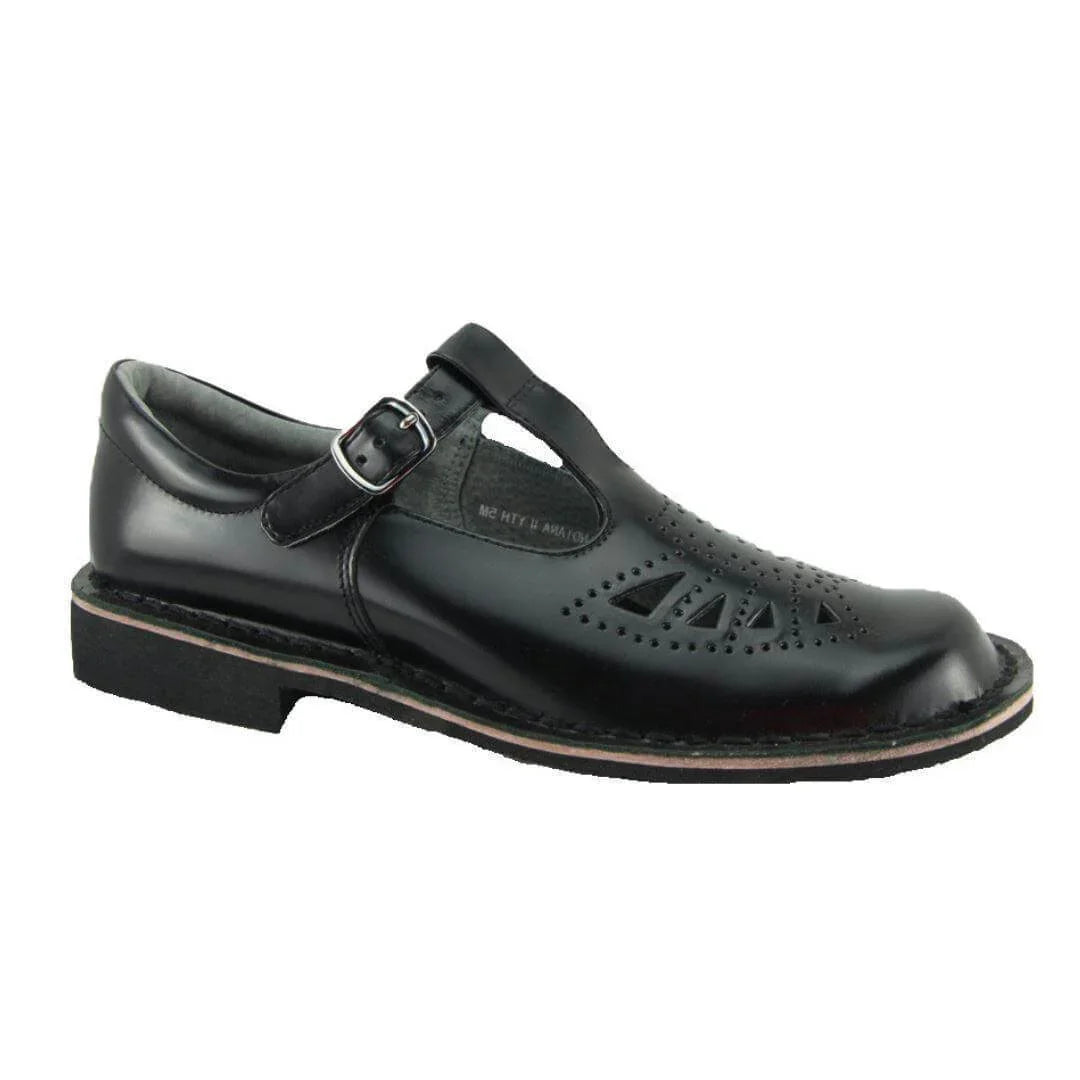 Harrison INDIANA II YTH youth Black Girls T-Bar School Leather School Shoes KIDS - Australian Empire Shop