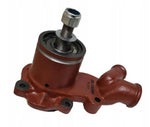 Red metal tractor water pump replacement part with bolts and threaded shaft