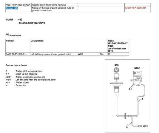 Mercedes G-Class wiring kit OEM LED Genuine B64520463 Towbar Light Cable - Australian Empire Shop