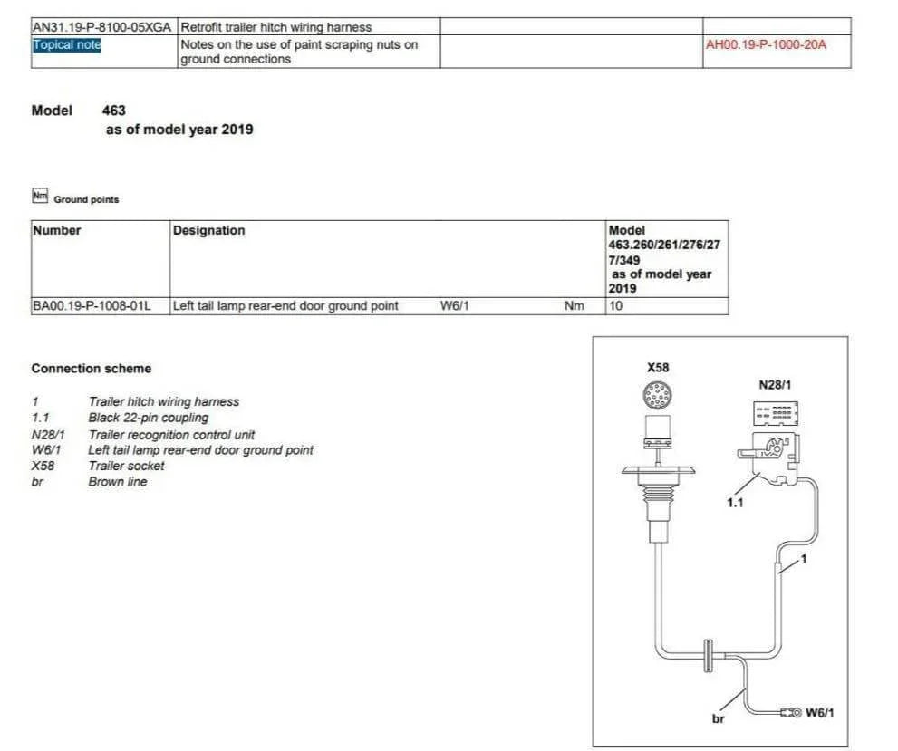 Mercedes G-Class wiring kit OEM LED Genuine B64520463 Towbar Light Cable - Australian Empire Shop