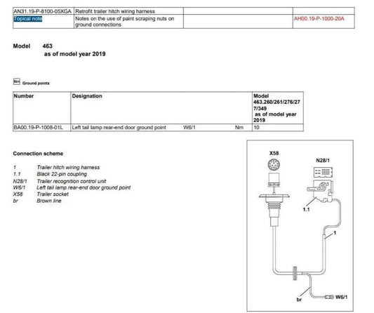 Mercedes G-Class wiring kit OEM LED Genuine B64520463 Towbar Light Cable - Australian Empire Shop