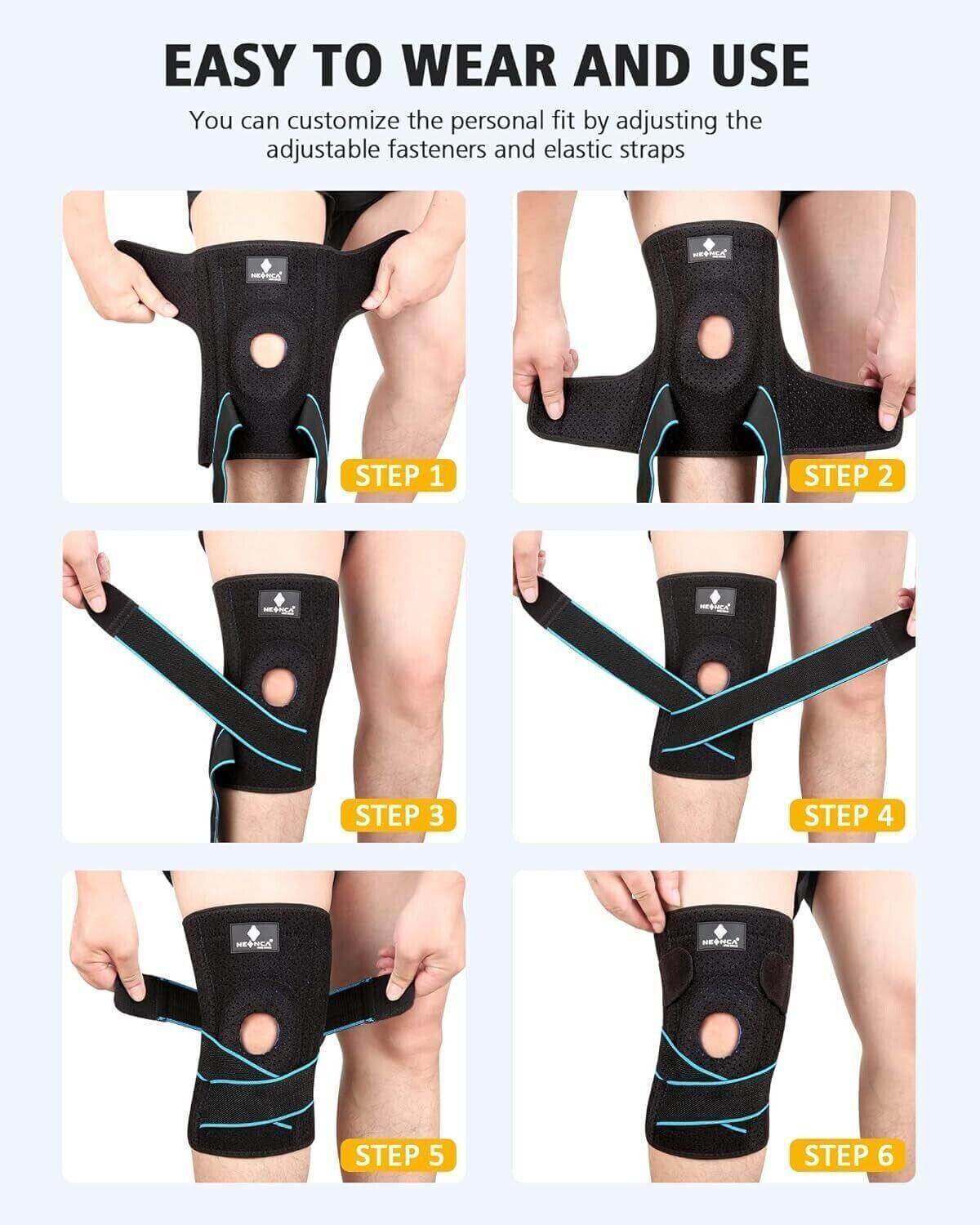 NEENCA Knee Brace with Side Stabilizers & Patella Gel Pads, Adjustable Compressi - Australian Empire Shop