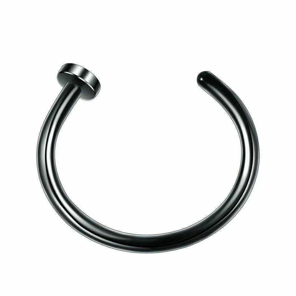 Stainless steel hoop ring for nose, lip, or ear piercing on white background