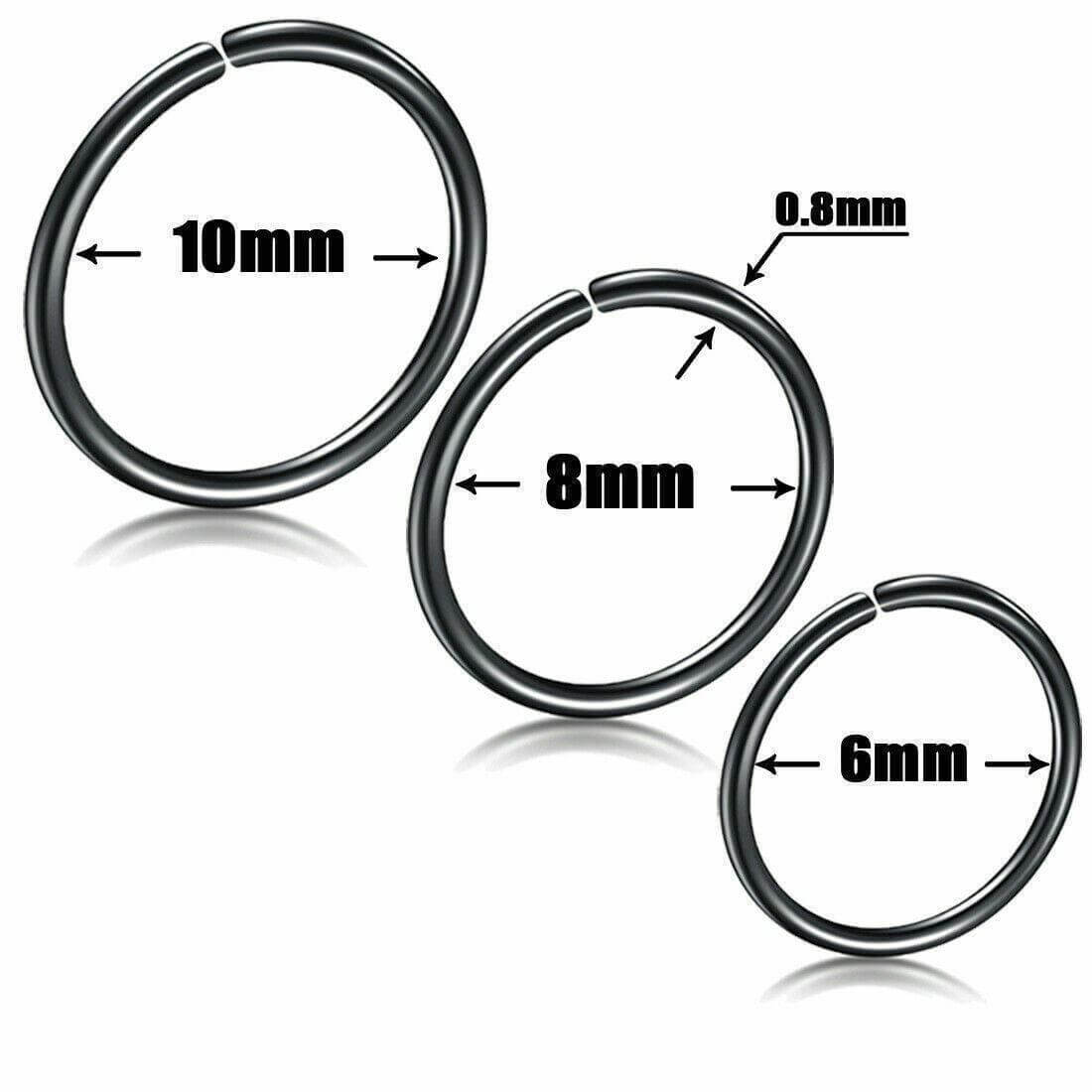 Nose Lip Ear Ring Hoop Rings Surgical Body Piercing Earring Stud 6 - 8 MM - Australian Empire Shop
