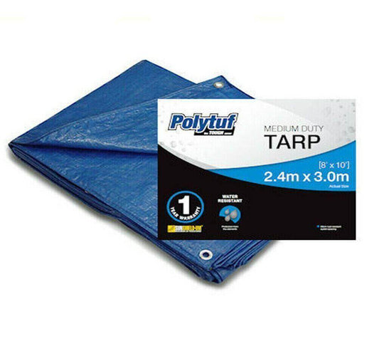 Polytuf 2.4 x 3 m Medium Duty Marquee Sunshade Canopy TARP BLUE - Australian Empire Shop