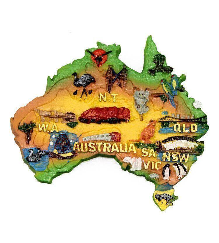 Resin Australia Map Shape Magnet 3D resin design various states and icons of Aus - Australian Empire Shop