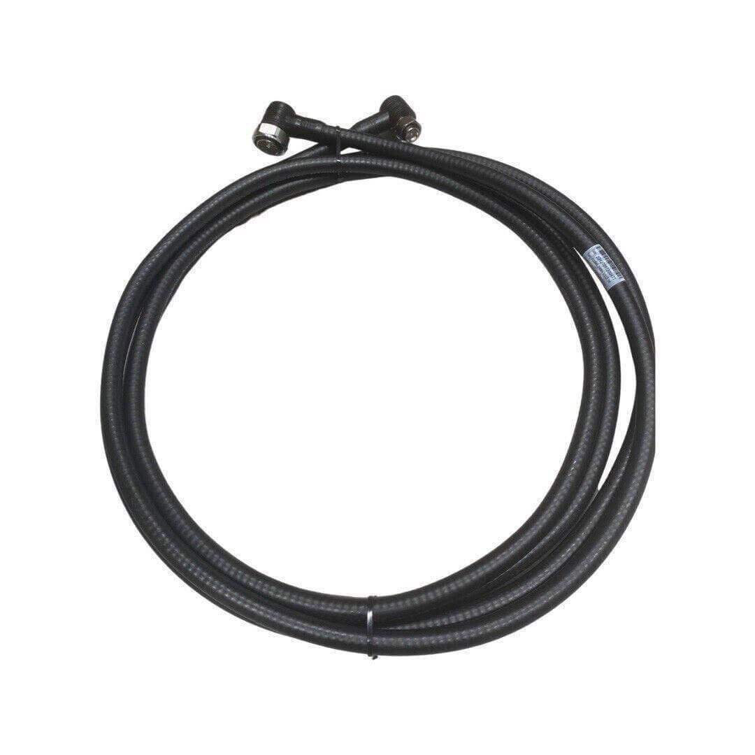 RF coaxial jumper cable with LCF 1/2 connectors, 5 meters, male angle-DIN male angle, designed for high-frequency RF signal transmission in communication systems