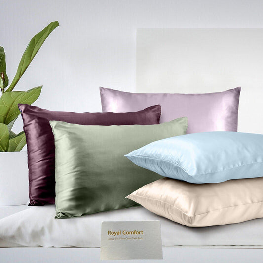 Royal Comfort Luxury Pillowcase Twin Pack 100% Silk Mulberry Soft Hypoallergenic - Australian Empire Shop