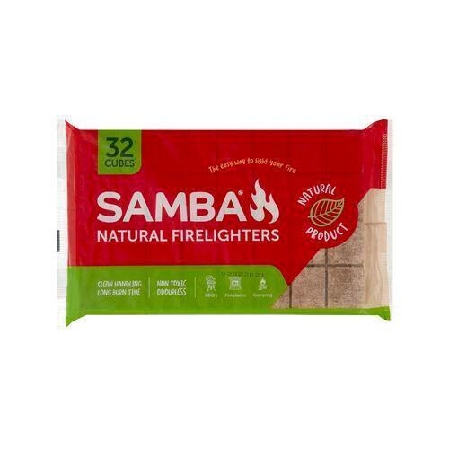 Samba Natural Firelighters 32 Cubes Clean handling Non toxic Long burn time - Australian Empire Shop
