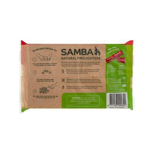 Samba Natural Firelighters 32 Cubes Clean handling Non toxic Long burn time - Australian Empire Shop