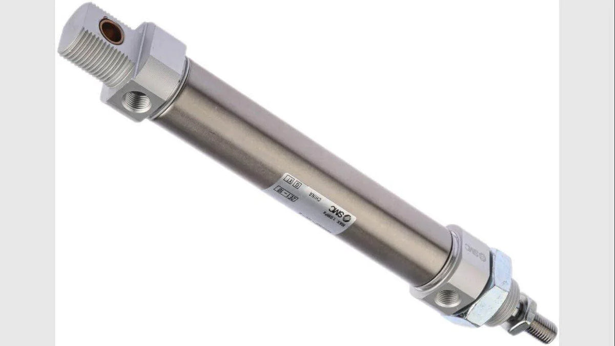 SMC pneumatic piston rod cylinder, 25mm bore, 100mm stroke, double acting, C85 series