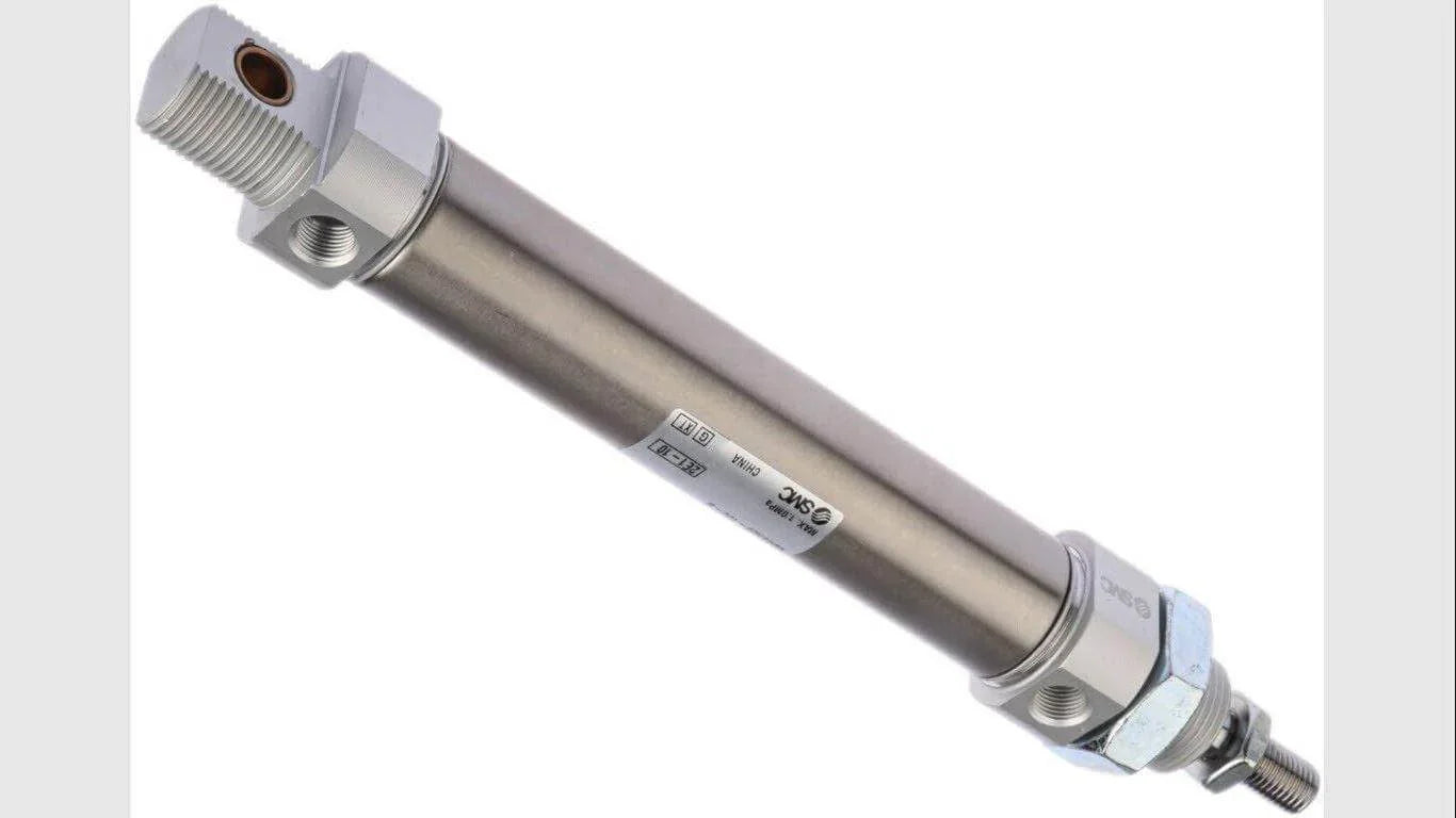 SMC pneumatic piston rod cylinder, 25mm bore, 100mm stroke, double acting, C85 series