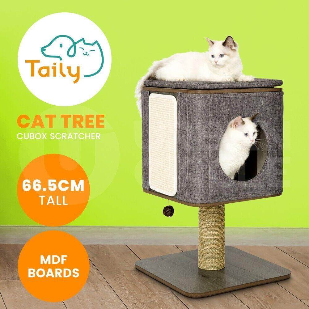 Taily Cat Tower Tree Scratcher Scratching Post Pole House Condo Toy Bed Wooden - Australian Empire Shop