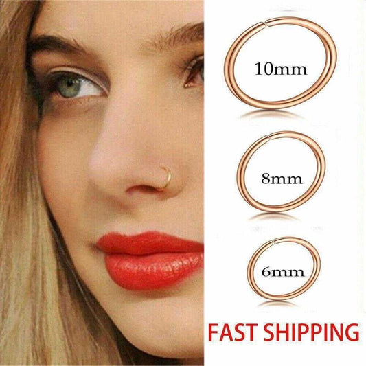 Unisex fake nose ring, gold color, 10mm 8mm 6mm sizes, body piercing jewelry display
