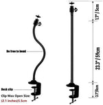 Adjustable gooseneck desk mount with clip, 23.3" height, flexible arm for office phones or devices
