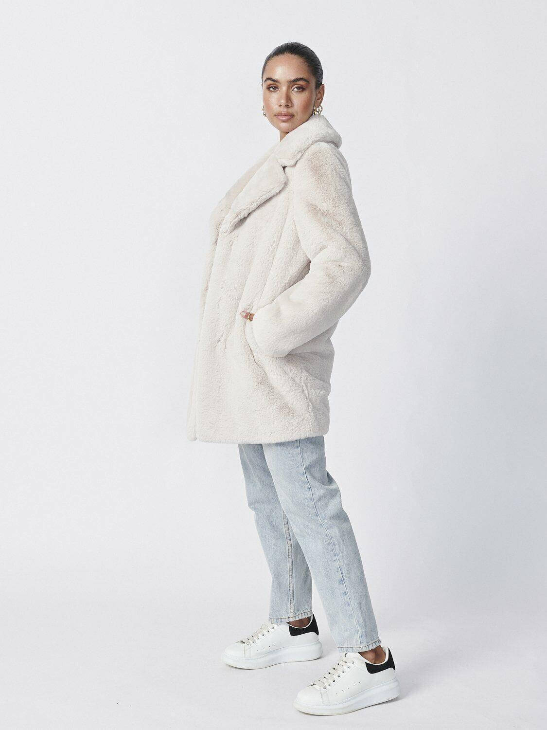 Women Winter Faux Fur Lapel Coat Jacket Ladies Thick Warm Outwear Long ICE BRAND - Australian Empire Shop