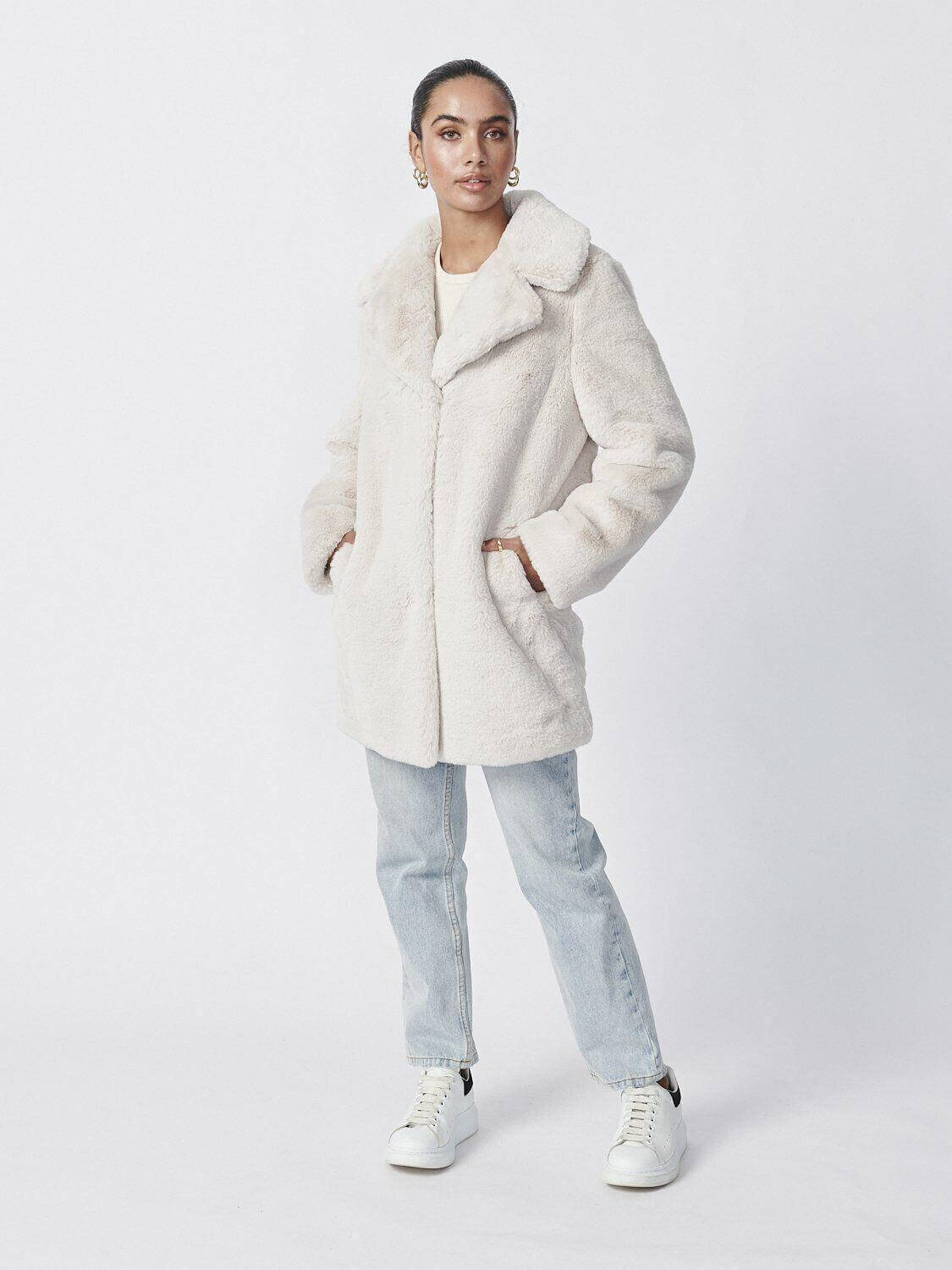 Women Winter Faux Fur Lapel Coat Jacket Ladies Thick Warm Outwear Long ICE BRAND - Australian Empire Shop