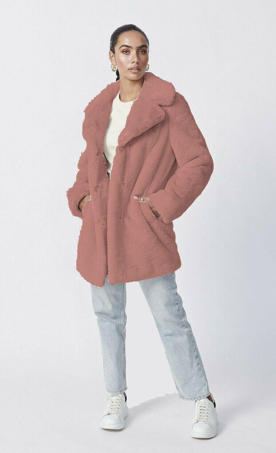 Women Winter Faux Fur Lapel Coat Jacket Ladies Thick Warm Outwear Long ICE BRAND - Australian Empire Shop