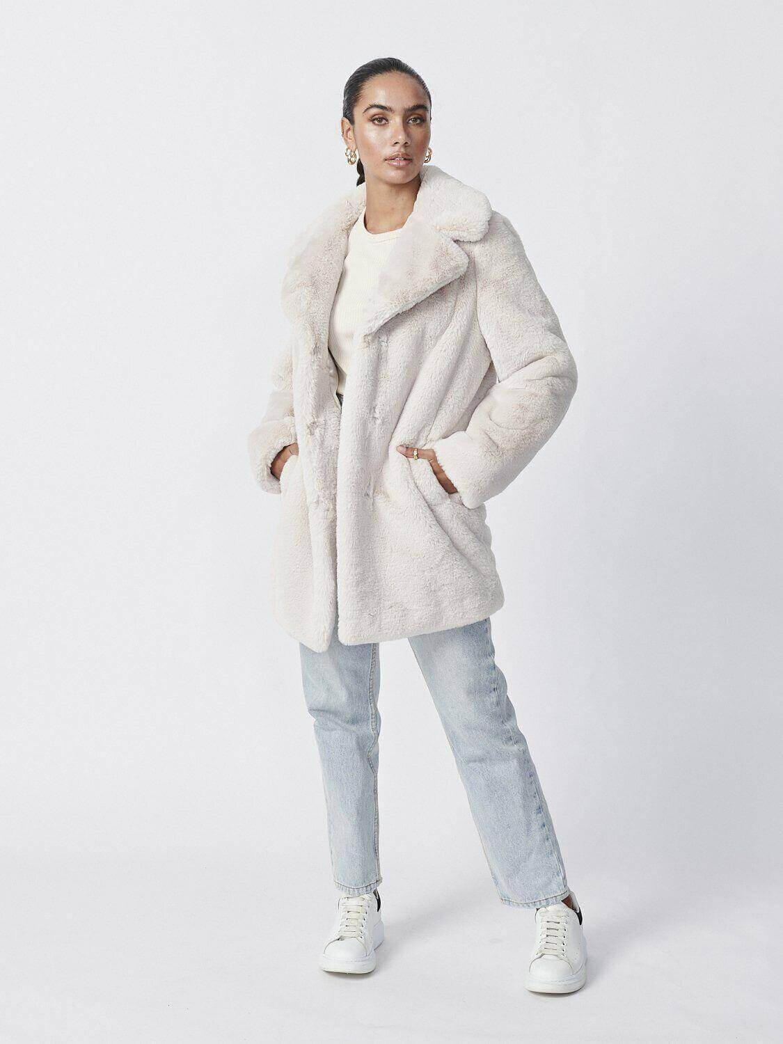 Women Winter Faux Fur Lapel Coat Jacket Ladies Thick Warm Outwear Long ICE BRAND - Australian Empire Shop