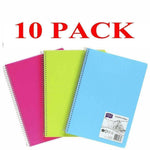10 pack of A4 spiral-bound visual art diaries in pink, green, and blue covers