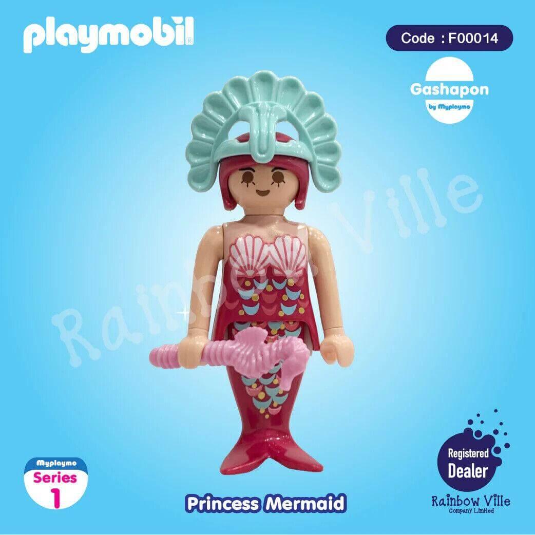 Playmobil Princess Mermaid figure with seashell top and pink tail, holding a coral accessory