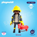 Playmobil Fireman figure with yellow helmet and red fire extinguisher, MyPlaymo Series 1