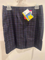 Navy plaid school uniform skirt with Trutex tag, pleated design for girls