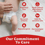 Huggies diaper with gentle care features for sensitive skin, fragrance-free and hypoallergenic