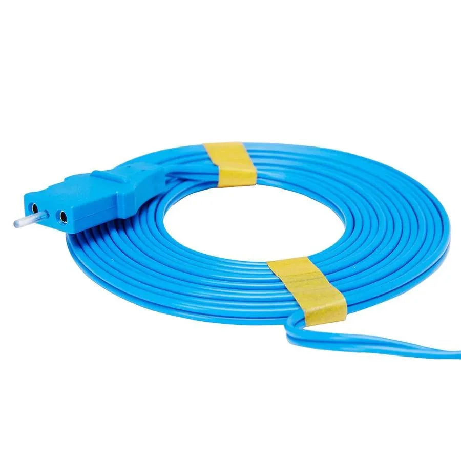 Blue coiled cable with yellow ties, compatible with office phones and systems
