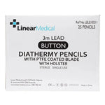 Linear Medical 3m Lead Button Diathermy Pencils with PTFE Coated Blade, Sterile Single Use