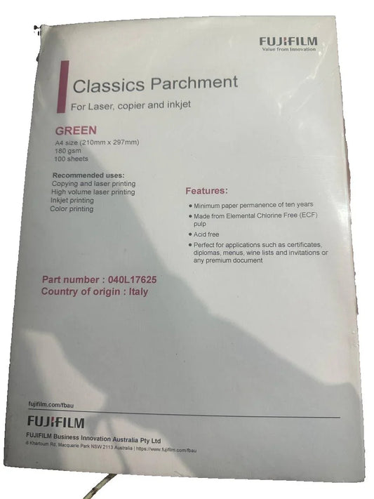 FUJIFILM Classics Parchment Paper A4 176gsm Pk100  Part 040L17625 green