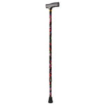 Floral patterned walking cane with ergonomic handle for mobility support