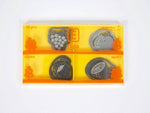 Set of 16 assorted steel E-clips for office paper documents in orange plastic organizer
