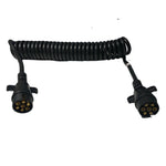 7 core black coiled Suzi electrical cable with round connectors for truck trailers